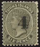 *        34 (44) 1881 4d On 6d Black Q Victoria^ Surcharged SG Type 30 (Scott Type Q), Unwmkd, Perf 11-12, OG, VLH,... - Turks And Caicos