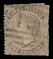 O        6 (6) 1879 1' Lilac Q Victoria^, Wmkd Small Star (sideways), Perf 11-12x14½-15½, Rare, The... - Turks & Caicos (I. Turques Et Caïques)