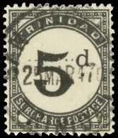 O        J5 (D22) 1944 5d Black Postage Due^, Wmkd Script CA, Perf 14, Very Scarce And Undercatalogued Used As It... - Trinidad & Tobago (...-1961)