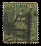 O        67b (formerly Scott 66) (103) 1882 1d On 6d Bright Yellow-green Britannia^, The Very Rare, And Key, Black... - Trinité & Tobago (...-1961)