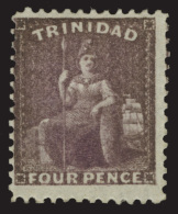 *        40 (61) 1863 4d Deep Purple Britannia^ On Thick Paper, Unwmkd, Perf 11½, 12, OG, VLH, F-VF Scott... - Trinité & Tobago (...-1961)