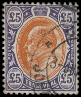 O        267 (259) 1903 £5 Orange-brown And Violet K Edward VII^ High Value, Wmkd CA, Perf 14, Scarce, Light... - Transvaal (1870-1909)