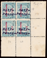 */[+]    36b (36Aa) 1896 ½d On 1½d On 2d Pale Blue K George I^, Typewritten Provisional With Tongan... - Tonga (...-1970)