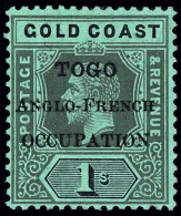 *        86a (H53c) 1916 1' Black On Green K George V Stamp Of Gold Coast^ On Emerald Back Overprinted In London... - Autres & Non Classés