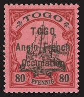 *        43 (H9) 1914 80pf Black And Carmine On Rose Kaiser's Yacht^, Overprinted "TOGO Anglo-French Occupation",... - Autres & Non Classés