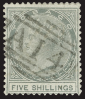 O        5 (5) 1879 5' Slate Q Victoria^, Wmkd CC, Perf 14, Scarce And Undercatalogued, Light And Attractive "A 14"... - Trinidad & Tobago (...-1961)