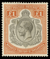 *        29-44 (93-107) 1927-31 5¢-£1 K George V^, Wmkd MSCA, Perf 14x14, Cplt (16), OG, LH, F-VF Scott... - Tanganyika (...-1932)