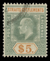 O        93-104 (110-21) 1902 1¢-$5 K Edward VII^, Wmkd CA, Perf 14, Cplt (12), Used, F-VF Scott Retail... - Straits Settlements