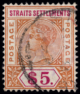 O        43, 46-47, 50, 53, 83-88 (95-105) 1892-99 1¢-$5 Q Victoria^, Wmkd CA, Cplt (11) Per Stanley Gibbons,... - Straits Settlements