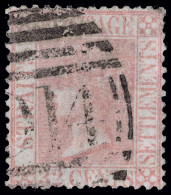 O        17 Var (18w) 1867 32¢ Pale Red Q Victoria^, VARIETY - Wmk CC Inverted, Rare, As Only One Sheet Was... - Straits Settlements