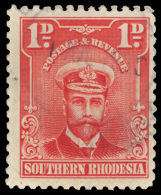 O        2b (2c) 1929 1d Bright Rose K George V Admiral,^ Perf 12½ Coil, Vastly Undercatalogued As It Is By... - Rhodésie Du Sud (...-1964)