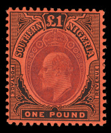 *        43 (44) 1907 £1 Black And Violet On Red K Edward VII^, Wmkd MCA, Perf 14, Rich Color, OG,VLH, VF... - Nigeria (...-1960)