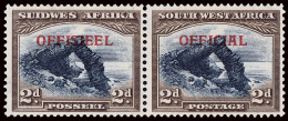 *        O21 (O21) 1947 2d Blue And Brown Bogenfels Official^ Overprint (Type 013-014) In Red, Horizontal Pair,... - Afrique Du Sud-Ouest (1923-1990)