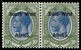 **       14 (14) 1923 10' Blue And Olive-green K George V^ Of South Africa Overprinted With Setting II (10mm),... - Afrique Du Sud-Ouest (1923-1990)