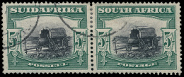 O        31c (38a) 1930 5' Black And Green Ox-Wagon^ Outspanned Bilingual Pair, Wmkd Springbok's Head, VARIETY -... - Usados