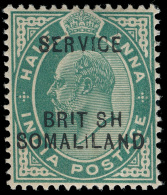 *        O6b (O6a) 1903 ½a Green K Edward VII Of India^ Overprinted SG Type O2 In Calcutta, Prepared For Use... - Somaliland (Protectorate ...-1959)