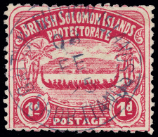 O        2 (2) 1907 1d Rose-red Lithographed Roviana Canoe^, With "Shortlands" Cds, Scarce, VF …Net Est $140 - Salomon (Iles 1978-...)