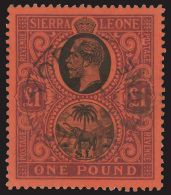 O        119 (128) 1912 £1 Black And Purple On Red K George V And Elephant^ On Chalk-surfaced Paper, Wmkd... - Sierra Leona (...-1960)