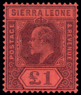 **       76 (85) 1903 £1 Purple On Red K Edward VII^, Wmkd CA, Perfectly Centered, Fresh, Rare Never Hinged!,... - Sierra Leone (...-1960)