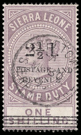 O        57 (65) 1897 2½d On 1' Dull Lilac Q Victoria^ Stamp Duty, Sc Type B (SG Type 10), Quite... - Sierra Leone (...-1960)