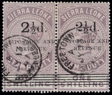 O        56, 58 (63, 66) 1897 2½d On 1' Dull Lilac Q Victoria^ Stamp Duty, Horizontal Pair, Sc Type A And C... - Sierra Leone (...-1960)