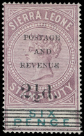 *        55 (62) 1897 2½d On 6d Dull Purple And Green Q Victoria^ Stamp Duty Overprint, Surcharged SG Type... - Sierra Leone (...-1960)
