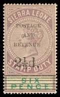 **       54 (61) 1897 2½d On 6d Dull Purple And Green Q Victoria^ Stamp Duty Overprinted SG Type 11 (Scott... - Sierra Leone (...-1960)