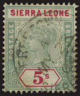 O        45 (52) 1896-97 5' Green And Carmine Q Victoria^, Wmkd CA, Perf 14, Quite Scarce Used, Undercatalogued,... - Sierra Leone (...-1960)