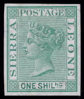 P        10 (10) 1872 1' Green Q Victoria^, Wmkd CC Sideways, Imperf Proof In The Issued Color, Fresh, Rich Color,... - Sierra Leone (...-1960)