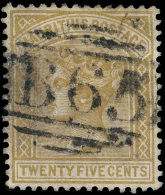 O        A52 (Z60) 1883-90 25¢ Olive-yellow Q Victoria Of Mauritius, Wmkd CA, Used In Rodrigues Island^ With... - Mauritius (...-1967)