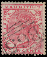 O        A51 (Z58) 1883-90 4¢ Carmine Q Victoria Of Mauritius, Wmkd CA, Used In Rodrigues Island^ With "B 65"... - Mauritius (...-1967)