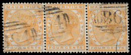 O        A50 (Z57) 1883-90 4¢ Orange Q Victoria Of Mauritius Used In The Seychelles^, Wmkd CA, Perf 14, With... - Maurice (...-1967)