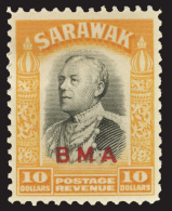 *        135-54 (126-45) 1945 1¢-$10 Sir Charles V. Brooke Overprinted "BMA"^ SG Type 22 In Black Or Red,... - Sarawak (...-1963)