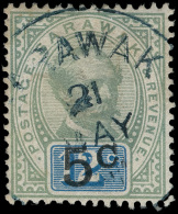 O        24 (26) 1891 5¢ On 12¢ Green And Blue Sir Charles Brooke^, Unwmkd, Perf 14, SG Type 9 Surcharge,... - Sarawak (...-1963)