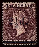 *        57 (54) 1890 2½d On 4d Chocolate Q Victoria^, Only 1500 Were Surcharged, Undercatalogued, With A... - St.Vincent (...-1979)