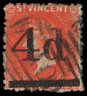 O        33 (35) 1881 4d On 1' Bright Vermilion Q Victoria^, Wmkd Small Star Sideways, Perf 11 To 12½, Local... - St.Vincent (...-1979)