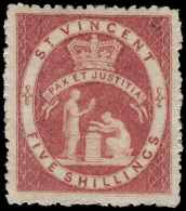 *        29 (32) 1880 5' Rose-red Seal Of The Colony^, Wmkd Small Star, Perf 11 To 12½, Quite Scarce As Only... - St.Vincent (...-1979)