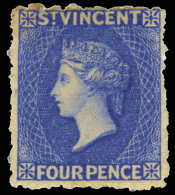 *        27 (38) 1881 4d Bright Blue Q Victoria^, Wmkd Small Star, Perf 11 To 12½, Rare, Nicely Centered,... - St.Vincent (...-1979)