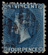 O        6 (6) 1866 4d Deep Blue Q Victoria^, Unwmkd, Perf 11 To 12½, Used, Fine Scott Retail $125…SG... - St.Vincent (...-1979)