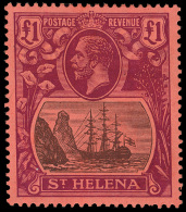 *        95-99 (92-96) 1922 4d-£1 K George V^ And Badge Of St. Helena Set, Wmkd MCA, Perf 14, Cplt (5),... - Sainte-Hélène