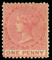*        1 Var (1w) 1870 1d Dull Rose Q Victoria^, VARIETY - Wmk CC Inverted, Perf 12½, Unpriced Mint, Well... - St.Christopher, Nevis En Anguilla (...-1980)