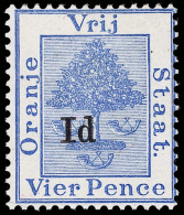 *        33 (59) 1890-91 1d On 4d Ultramarine Orange Tree Surcharged, VARIETY - Surcharge Roman Numeral "I" Instead... - Orange Free State (1868-1909)