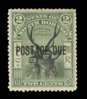 *        J11a (D13e) 1897-99 2¢ Black And Green Sambar Stag^ Postage Due With SG Type D1 Overprint, VARIETY -... - Bornéo Du Nord (...-1963)