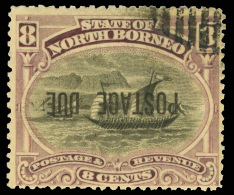 O        J5 Var (D7ba) 1895 8¢ Black And Dull Purple Dhow Overprinted "POSTAGE DUE"^ SG Type D1, Perf... - Bornéo Du Nord (...-1963)