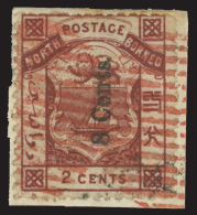 /\       4 Var (2) 1883 8¢ On 2¢ Red-brown Coat Of Arms With Handstamped Surcharge SG Type 2 (numeral 8,... - North Borneo (...-1963)