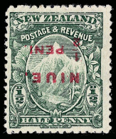 *        3a (3b) 1902 ½d Green Mount Cook^ Of New Zealand Overprinted In Red, ERROR - Surcharge Inverted, A... - Niue