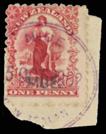 /\       1 (1) 1902 1d Carmine Commerce^ Of New Zealand Handstamped "NIUE" In Green, Pirie Paper, Wmkd Double-lined... - Niue