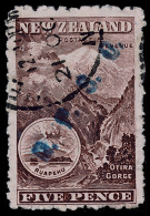 O        O15 (O20b) 1898 5d Purple-brown Otira Gorge^, Unwmkd, Perf 11, Greenish Blue "O.P.S.O." Handstamp,... - Service