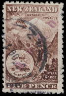 O        O13 (O20) 1898 5d Purple-brown Otira Gorge^, Violet "O.P.S.O." Handstamp, Unwmkd, Perf 11, F-VF, With... - Service