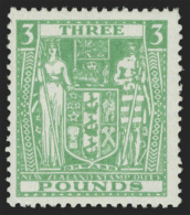 **       AR91 (F208) 1946 £3 Green Coat Of Arms^ Postal Fiscal On "Wiggins Teape" Chalk-surfaced Paper With... - Fiscaux-postaux